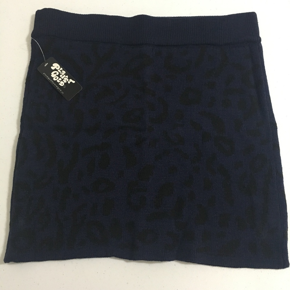 Knitted Skirt Large Blue Combo Animal Print